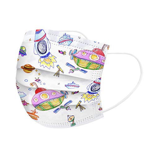 WYILIY 50PC Kids Disposable Face Masque Bandanas Kawaii Covering Cotton Face_Masque for Children Three-Layer Protective Coverings