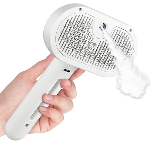 Brush for Dogs Cats, Steamy Brush Self-Cleaning Pet Grooming Brushes for Long and Short Hair to Remove Tangles, Dead Base Coat and Dirt Up