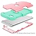 Hocase Compatible with iPod 6th/5th Generation Case, 3 in 1 Heavy Duty Shock Absorbent Silicone Hard Plastic Full Body Protective Case - Pink/Teal Green