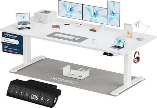 Homall Höhenverstellbarer Schreibtisch 200x80cm mit USB-A Ladeanschluss, Elektrischer Schreibtisch mit Kabel Management Tray, Standing Desk mit 3 Memory Funktio