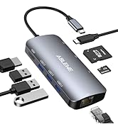 USB C Hub, 8 in 1 USB C to HDMI Multiport Adapter with 1000M Ethernet, 100W Power Delivery, SD/TF...