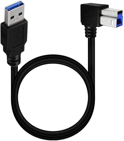Cavo USB 2.0 Da 1 Metro Con Connettore Angolato A 90° Tipo A Maschio A B Maschio, Nero, Anti-Groviglio, Ideale Per Stampanti E Dispositivi Con Porta USB-B