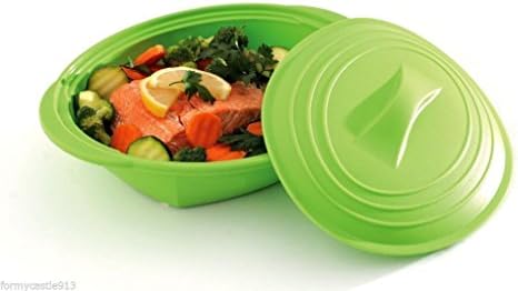 Sunnyfly 182 Silicone Steamer With Insert 44 Ounces, Microwave Or Oven Safe Green