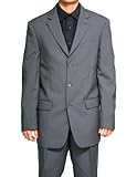 New Men's 3 Button Single Breasted Gray (Grey) Dress Suit