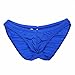 FEESHOW Men's Silky Bikini Briefs Bulge Pouch Underwear Swimwear Ruched Back Blue one Size