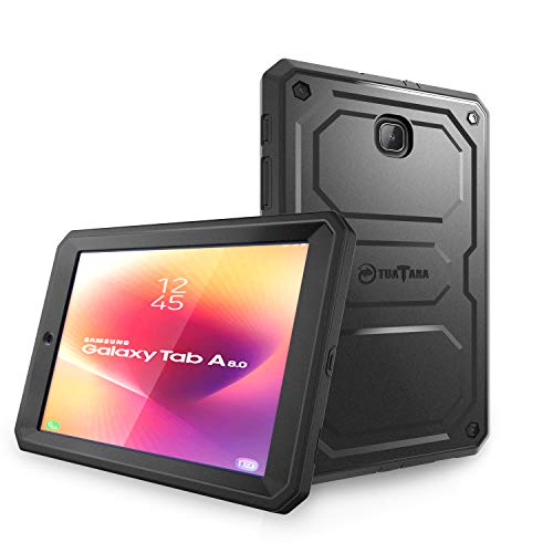 Fintie Shockproof Case for Samsung Galaxy Tab A 8.0 2018 Model SM-T387 Verizon/Sprint/T-Mobile/AT&T, Rugged Unibody Hybrid Full Protective Bumper Cover with Built-in Screen Protector, Black