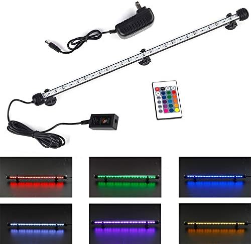 FINEIAM Led Aquarium Light,Submersible Underwater Light with Remote Controlled Dimmable for Fish Tank, 16 Color 4 Mode Light,25"