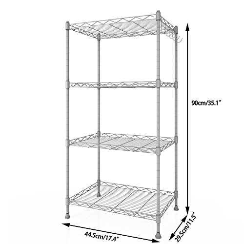 Shelving Unit Storage Standing Shelf Units Adjustable 4 Shelves Chrome Iron Wire Cabinets for Kitchen Bathroom Garage Closet Laundry Room (SIL)