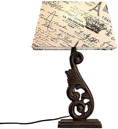 Erost Cast Iron Table Lamp Retro Bedroom Bedside Personality Decorative Fabric Lampshade，for Any Hotel,Restaurant,Room,Living,Bedroom