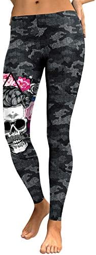 WHFDDDK Skull Head Camouflage Digital Print Low Waist Leggings Tights Fashion Breathable and Quick Dry Yoga Pants Simple and comfortable