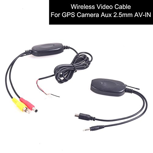 E-Kylin Backup Camera Wireless Video Cable for DVR Mirror Dash Cam GPS Tablet to Car Rear View Camera, RCA Phono to Aux 2.5mm AV-in Adapter