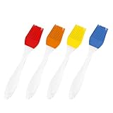 Fodier Silicone Basting/Pastry/Oil Brush, Serving For Kitchen Gadgets, BBQ Grilling, Marinating, Cooking, Baking, Cake Desserts, Steak And More. Set Of 4 (Multicolor)