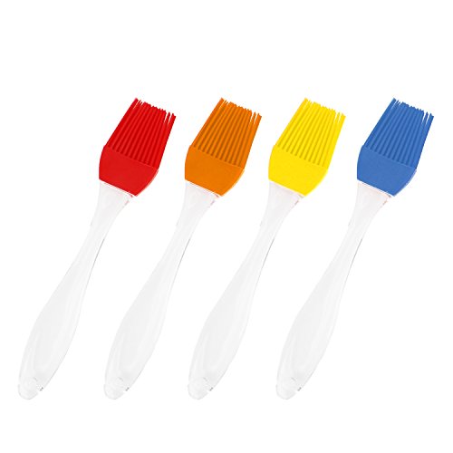 Fodier Silicone Basting/Pastry/Oil Brush, Serving for Kitchen Gadgets, BBQ Grilling, Marinating, Cooking, Baking, Cake Desserts, Steak And More. Set of 4 (Multicolor)