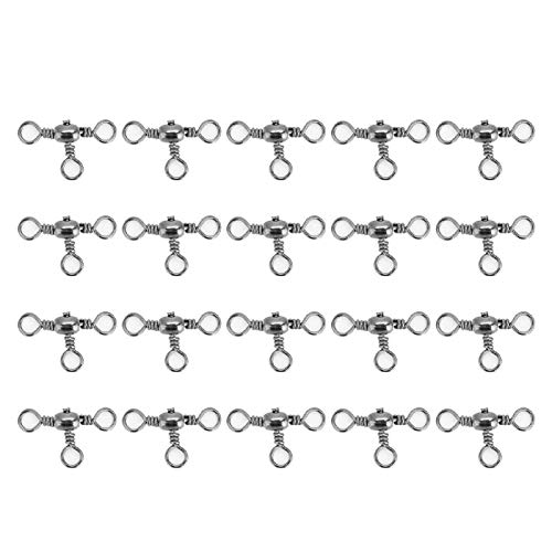 Pwshymi Drei-Wege-Kreuzlinienverbinder Angelwirbel Rollen langlebig flexibel Drei-Wege-Rollwirbel für Meeresangeln für…