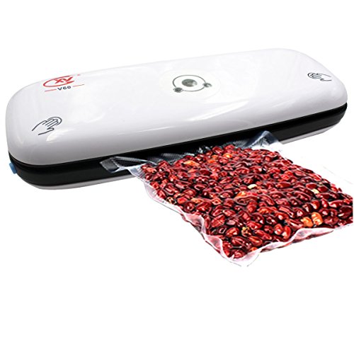 Click Here to See More Images Vacuum Sealer, Cxy Automatic Vacuum Sealers with Cutter Built Inside and Starter Kit (5 Vacuum Bags) and air suction hose for Food Preservation. (White)