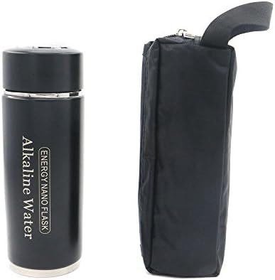 Saweyona 1 piece Black Alkaline Energy Flask Hydrogen Negative ION Water Ionizer Dual Filter Health Care Hydrogen Negative ION Water Ionizer Water Bottle Flask Nano Flask Nylon Bag Packing