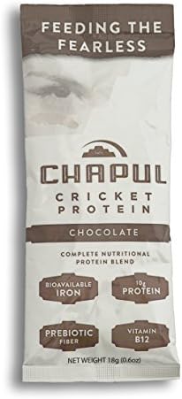 Chapul Cricket Protein Powder (Chocolate, 12-Pack) 10g Complete Protein per Sample, High in Prebiotic Fiber, Low Sugar, 3 Net Carbs, Keto-Friendly