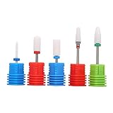 Ceramic Nail Drill Bits Set, Anself 5pcs Acrylic Nail File Drill Bit for Manicure Pedicure Cuticle Gel Nail Polishing