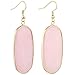 rockcloud Rose Quartz Crystal Dangle Hook Earrings Oval Gold Plated
