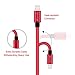 Xcords(TM) 3Pack 6Ft Nylon Braided 8 Pin Lightning to USB Cable Data Syncing Cord Compatible with iPhone 7/7 Plus/6/6 Plus/ 6s/ 6s Plus /5/5s/5c/SE/iPad/iPod/Beats Pill+(Red)