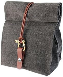 The Stopper Waxed Canvas Lunch Bag Pouch with Brass Schackle , Charcoal