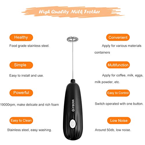 Gifbera Coffee Mixer Milk Frother Handheld Electric Battery Operated Foam Maker for Coffee Lattes, Cappuccino, Hot Chocolate, Frappe, Drink Mixer With Durable Stainless Steel Whisk, FDA Approved