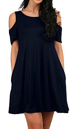 Women's Fall Shoulder Off Sleeve T-shirt Basic Shift Dress