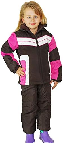 Girl's Brown Insulated Snowsuit Set with Jacket and Snow Bib Pant