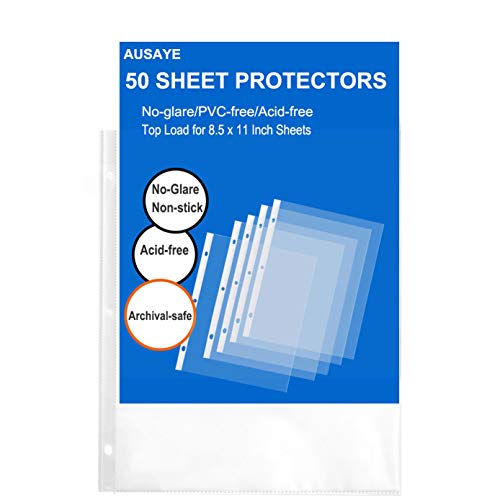 AUSAYE 50 Pack No-Glare Sheet Protectors 8.5 x 11 Inch Page Protector - Thumbnail 4