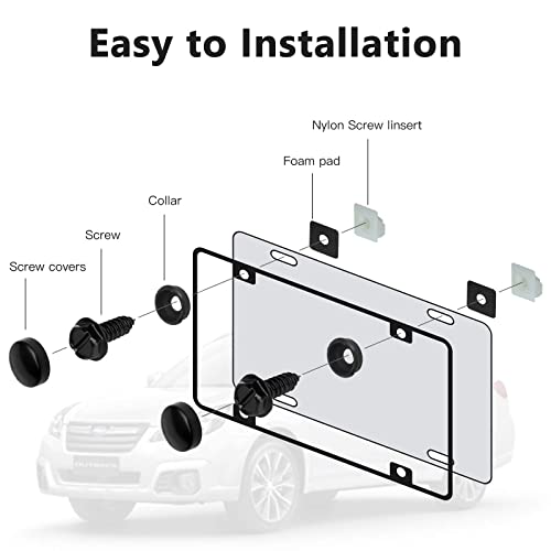 CASAON License Plate Screws Fastener Kit Black Stainless Steel Screws