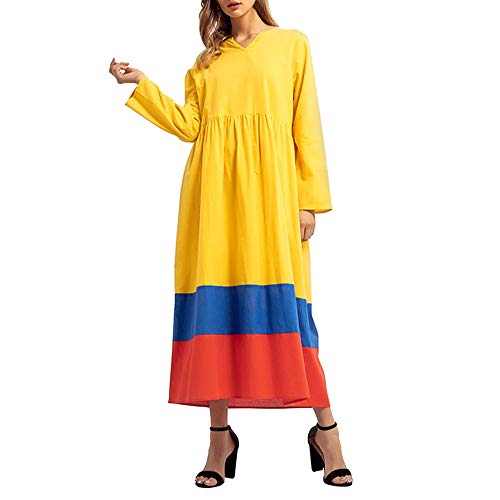 Click Here to See More Images Women Dress,Dainzuy Long Sleeve Patchwork Islamic Muslim Middle East Maxi Robe Dresses