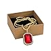 Cy trendy 3pcs 14K Gold Plated Hip Hop Men's Ruby Octagon Pendant Necklace - 3mm 24