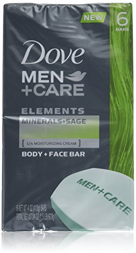 Dove Men+Care Body and Face Bar, Minerals + Sage 4 oz, 6 Bar