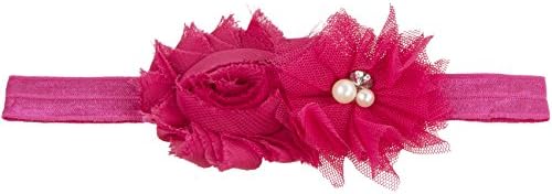 Baby Girl Headbands with Mesh Crystal and Flower Photo Prop (Hand-made with love) (Pack of 1-Hot Pink)