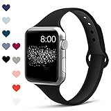 Merlion Compatible with Apple Watch Band 38mm 42mm 40mm 44mm for Women/Men,Soft Silicone Thin Narrow Replacement Slim Bands for iWatch Series 4/3/2/1