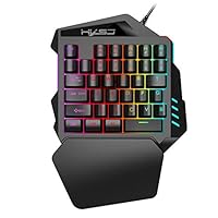 Cinhent One Handed Gaming Keyboard - V100 Mini FN+ESC Button LED Backlight 35 Keys Mechanical Keyboard Ergonomic Pro Gamer Left Hand Single-Hand Control Keypad for PC Laptop Computer