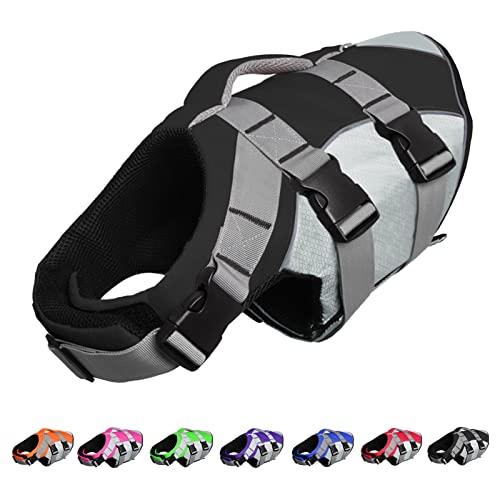 SUNFURA Dog Life Jacket, Pet Swimming Vest Reflective Dog Float With
