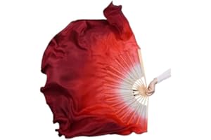 HEARTTOUCH Women Short Silk Belly Dance Fan Veils Hand Made Taichi Kungfu Silk Dancing Fans for Dance Performance