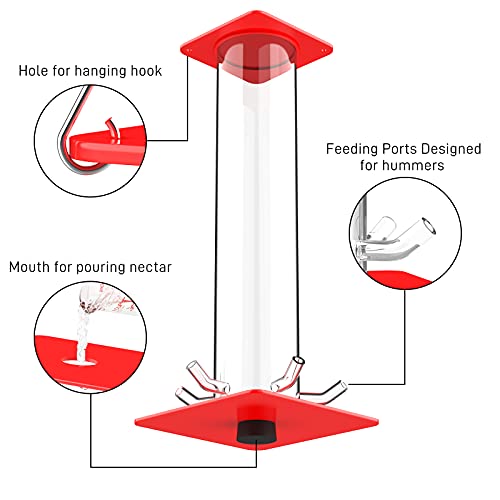 TMD Plastic Hummingbird feeders for Outdoors Hanging， 10 Ounces Small