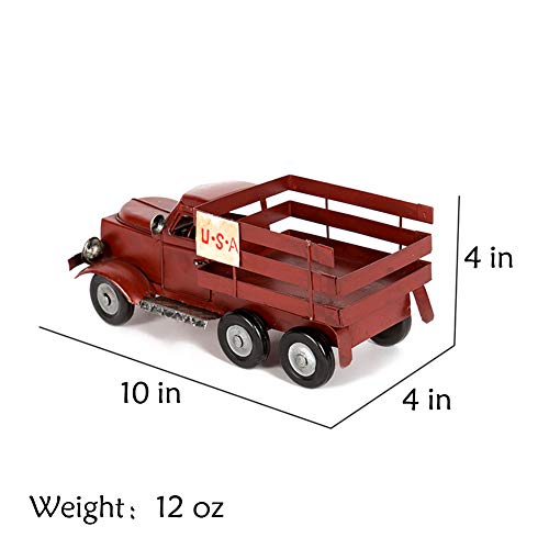 Ayiguri Metal American Truck Car Model Retro Vintage Iron Car Models Handmade Classic Decoration Photography Props (Red)