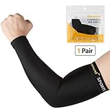 Arm Sleeves, Shinymod Arm Sleeves UV Sun Protection Anti-slip for Men Women Youth Arm Warmers for Cycling Hiking Golf Basketball Driving Outdoor Sport Tattoo Cover Elbow Sleeve - 1 Pair (S)