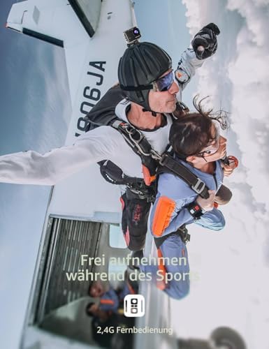 M80Air Action Cam 4K60FPS 64MP WiFi Sportskamera Unterwasserkamera 40m Wasserdicht EIS Stabilisierung 8X Zoom 2.4G Fernbedienung 2x1350mAh Akkus mit Zubehör-Set
