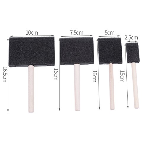 Ruiqas Foam Sponge Paint Brush, 4Pcs Foam Sponge Brush with Wooden Handle for Painting/Graffiti/Dust Cleaning