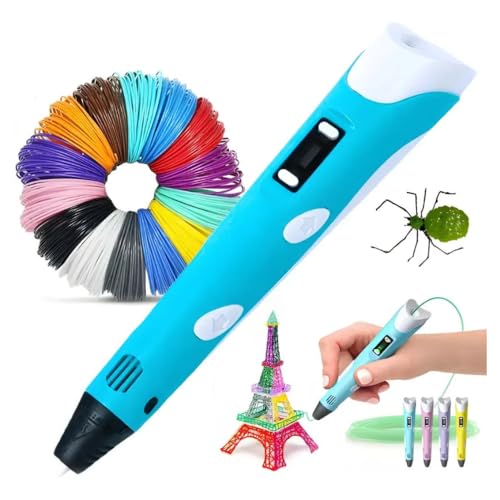 Caneta 3D com LCD, Inclui Filamentos Coloridos, Brinquedo Educativo | para Desenho e Criação Artística Para Adultos e Crianças, Cabo USB incluso - Produto Premium