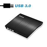 External CD Drive, Rodzon USB 3.0 CD/DVD +/-RW Drive, Compact DVD CD ROM Writer/Rewriter/Burner, High Speed 5Gbps for Macbook/Laptop/Desktop/Tablet/Chromebook Windows 7/8.1/10 and Linux OS-Slim Black