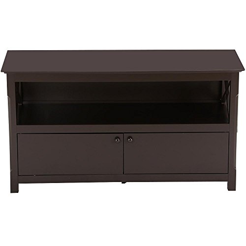 go2buy X-Shape Wood TV Stand Media Console Cabinet Home Entertainment Center Table for Flat Screen TVs, Espresso