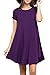 VIISHOW Women's Casual Plain Simple Mini T-Shirt Loose Dress Purple L