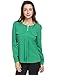 Allegra K Lady Split Neck Long Sleeve Mock Chest Pockets Shirt XL Green
