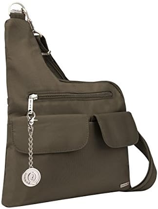 Travelon Anti-Theft Classic Crossbody Bag, Messenger Bag, Handbag, Purse, Metal Charm Keychain (Chocolate)
