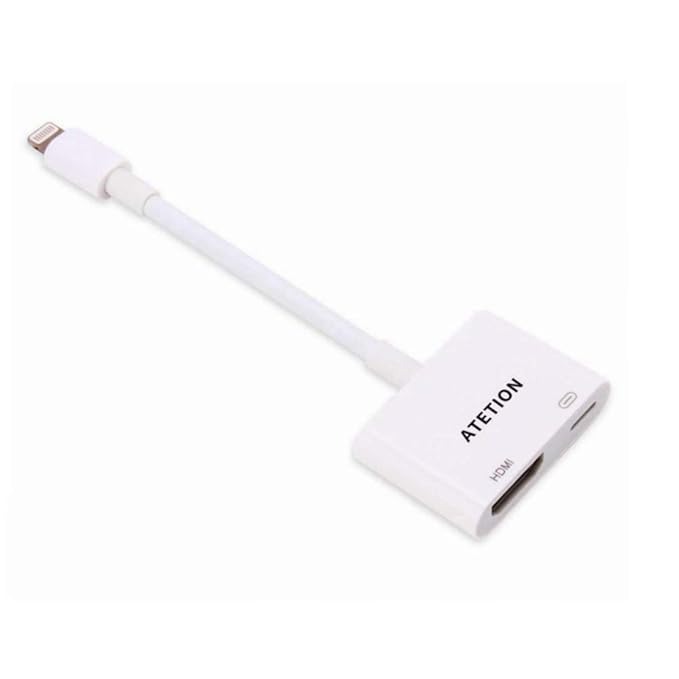 ATETION HDMI-Adapter, Digital-AV-Adapter mit iPhone-Ladeanschluss, Kompatibel mit iPhone, iPad, iPod Touch, für HD-TV-Monitor